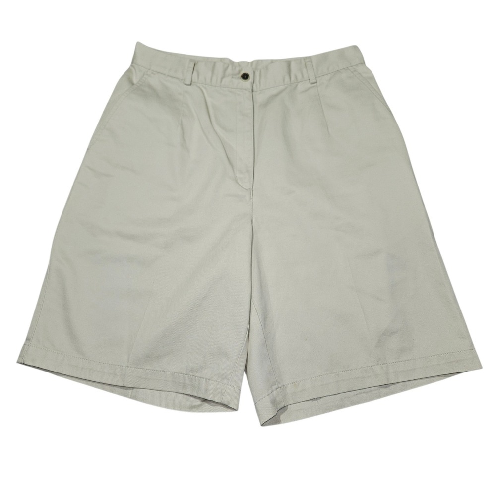 L.L. Bean VTG 02/06 Pleated Chino Shorts Khaki Tan Sz 12